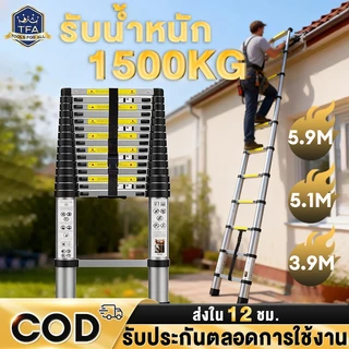 บันได บันไดขยายตรง บันไดสแตนเลส ท่อเหล็กคาร์บอนหนา หนา 2.5มม พกพาสะดวก ปรับความยาวบันไดได้ ทนแข็งแรง