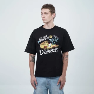 DAVIE JONES [BE FEARLESS] เสื้อยืดผู้ชาย Graphic Oversize Fit T-Shirt สีดำ WA0302