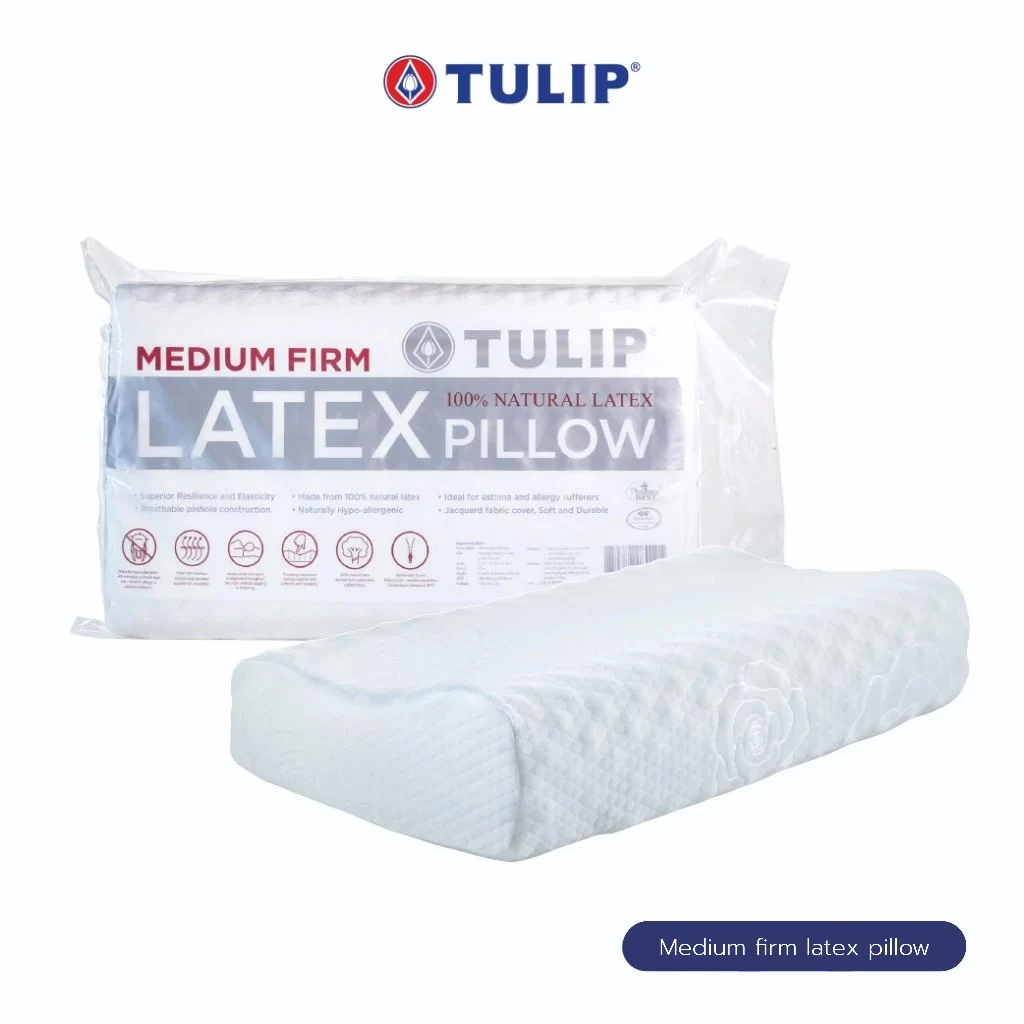 TULIP หมอนหนุนสุขภาพ รุ่น มีเดียมเฟิร์มลาเท็กซ์ พิลโล Medium Firm Latex Pillow