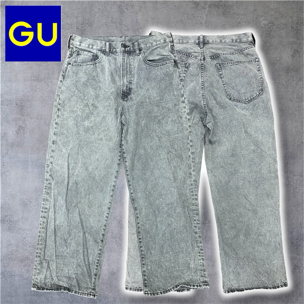 🇯🇵 GU jeans Baggy กางเกงยีนส์ ดำฟอก⭐️34”