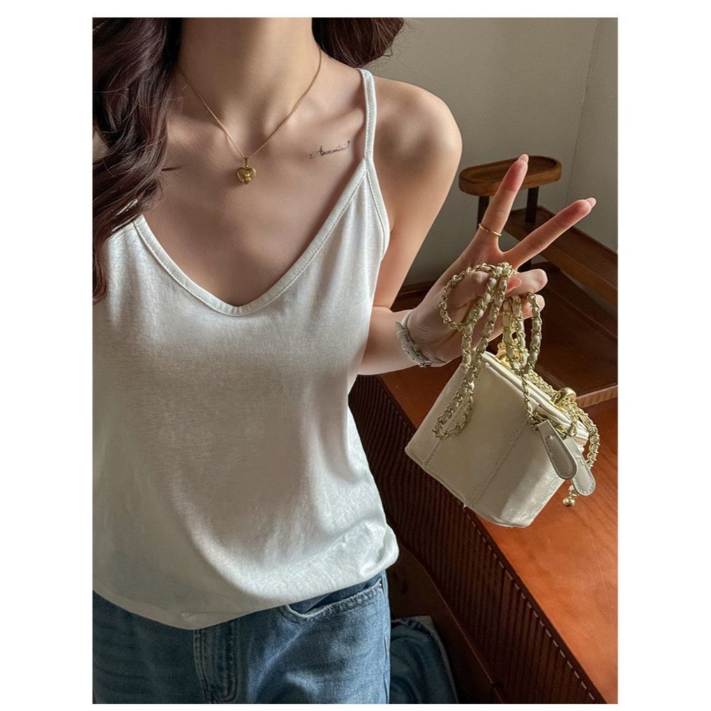 8650 เสื้อสายเดี่ยวผู้หญิง ผ้าฝ้ายเนื้อนุ่ม ทรงหลวม ใส่สบาย สไตล์เกาหลี เสื้อกล้ามแฟชั่น Camisole