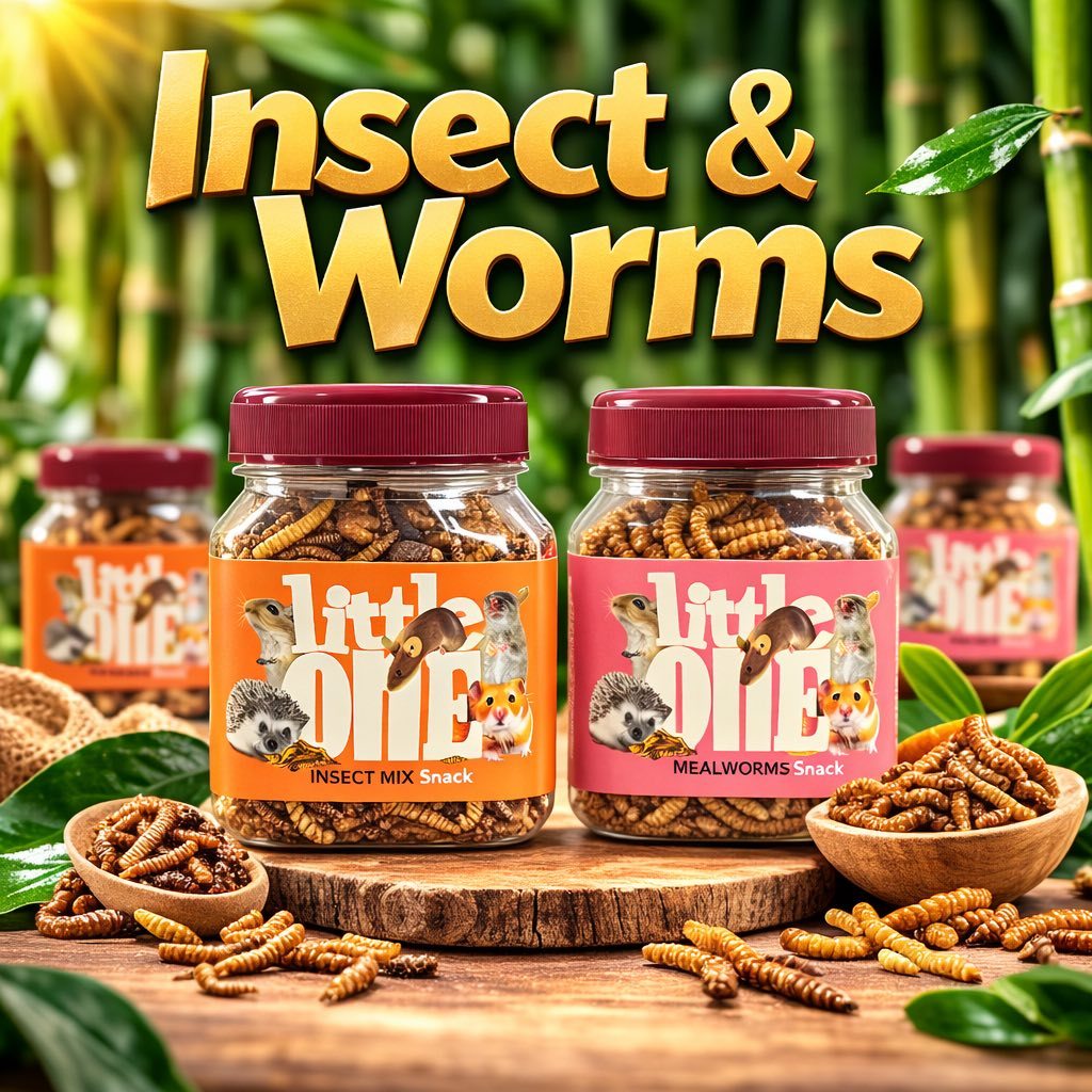 LITTLE ONE Insect & Worms หนอนและแมลงอบแห้ง เสริมโปรตีนให้นก ชูการ์ไกลเดอร์ แฮมเตอร์ เม่นแคระ ดอร์เมาส์ กิ้งก่า ซิพมั่ง