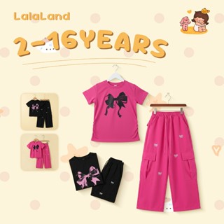 4-16ปี เสื้อยืดคอกลม+กางเกงเด็กผู้หญิง ทรงหลวม ระบายอากาศดี …