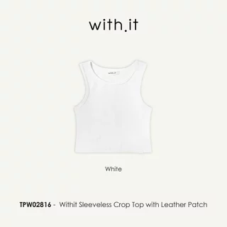 Withit Sleeveless Crop Top with Leather Patch เสื้อกล้ามครอป - TPW02816