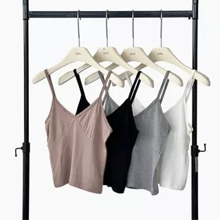 Atipashop - Elva V Tank เสื้อสายเดี่ยวคอวี ผ้าเรย่อน ใส่สบาย