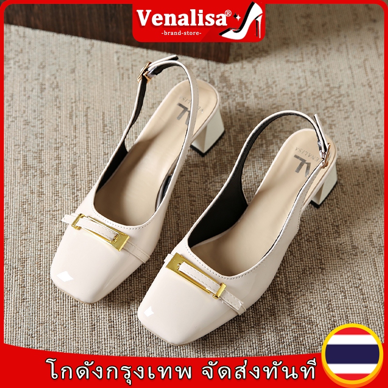 Venalisa ผู้หญิง สูง รองเท้าส้นสูง ภาษาฝรั่งเศส ย้อนยุค พระคุณ สี่เหลี่ยม ศีรษะ ก้อนใหญ่ รองเท้า
