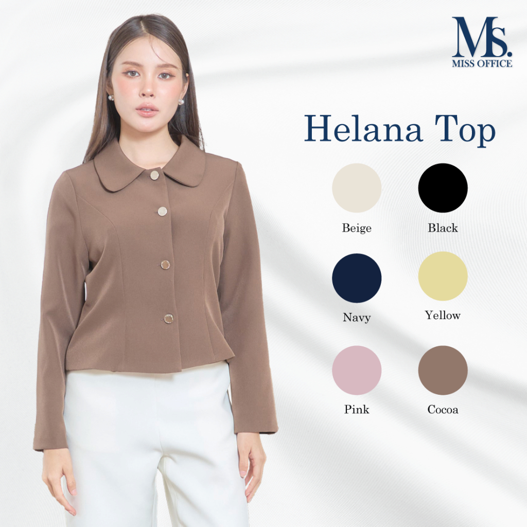 Miss office เสื้อแขนยาวตัดต่อหน้าหลัง Helana Top (MT-344)