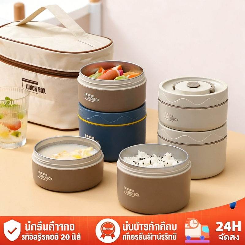 สินค้าพร้อมส่ง เข้าไมโครเวฟได้ กล่องข้าว พร้อมชุดอาหาร ชั้น 2/3/4 ข้าวกล่อง เก็บอุณหภูมิ ปิ่นโตใส่อาหาร พร้อมกระเป๋า