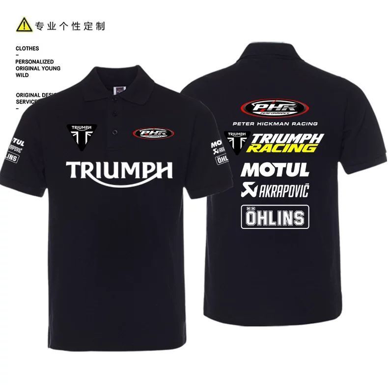เสื้อโปโล Triumph PHR Team WSBK TT Racing ผ้าฝ้าย 100% แขนสั้น คอปก ลำลอง สำหรับผู้ชายและผู้หญิง