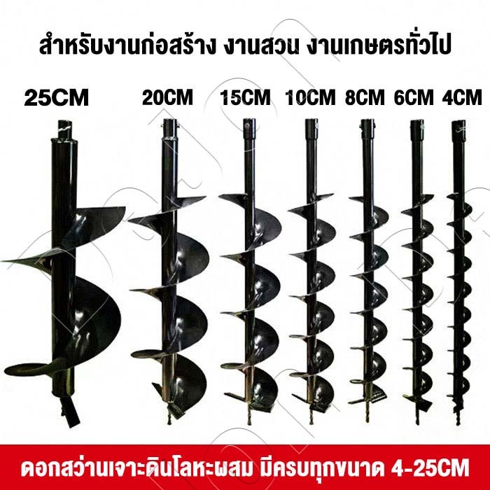 ดอกสว่านเจาะดิน 💥6/10/15/20/25 cm ดอกสว่านเหล็กแมงกานีส โลหะผสม ความแข็งสูง ดอกเครื่องเจาะดิน ดอกเครื่องเจาะหลุม