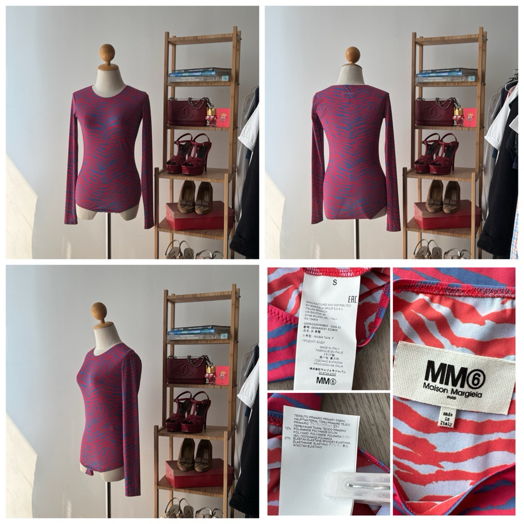 Pre-owned MM6 Maison Margiela Long-Sleeve Bodysuit S No Flaw NXIM116