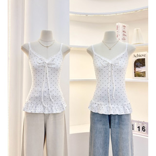 G-rose เสื้อสายเดี่ยวลายจุด ผูกโบว์หน้า