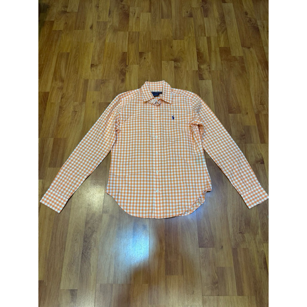 เสื้อเชิ้ต Ralph Lauren สีส้มอ่อน ลายตาราง แบรนด์ Polo Ralph Lauren
