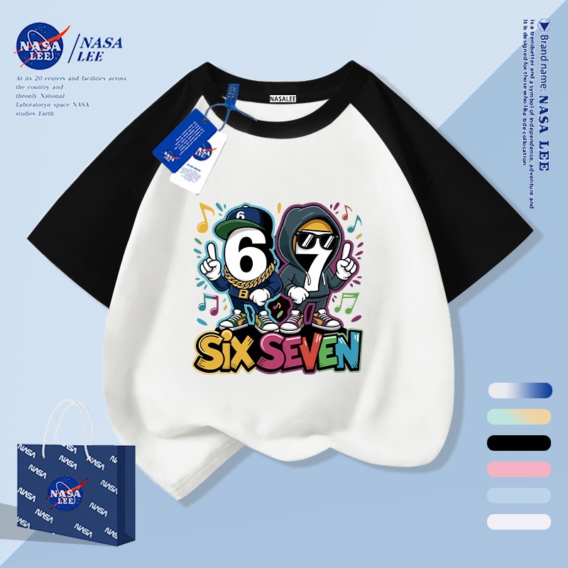 【จัดส่งวันเดียวกัน】เสื้อยืดเด็ก NASA สกรีนลายตัวเลขการ์ตูน คอตตอนขาว ใส่สบาย ระบายอากาศดี สำหรับอายุ 3-16 ปี เอวลอย สบาย ราคา ถูกที่สุด ดีลบีเคเค แกลเลอรีภาพที่ 3