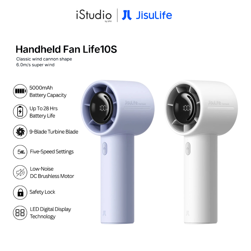 JisuLife handheld fan life10S - พัดลมมือถือ ความจุแบตเตอรี่ 5000mAh