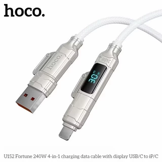 สายชาร์จและถ่ายโอนข้อมูล 4in1 HOCO U152 พร้อมหน้าจอดิจิทัล ชาร์จเร็ว ส่งข้อมูลเสถียร ทนทาน ไม่หักงอง่าย