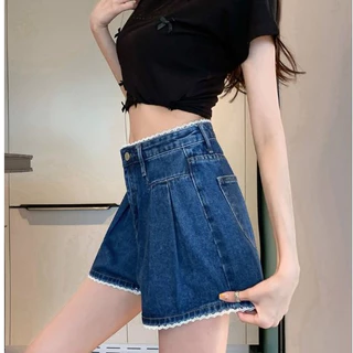 suzllrue7oกางเกงขาสั้นขอบตัดที่ทำให้ดูผอมเพรียวมาก ใส่ได้กับทุกชุด สบายและปกปิดสะโพกได้ดี 6606