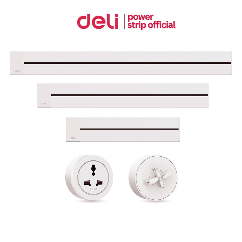 Deli รางปลั๊กไฟเลื่อนได้ รางปลั๊กไฟไร้สาย รองรับกระแสไฟ 8000W 3ขนาด ติดตั้งง่าย Power Track