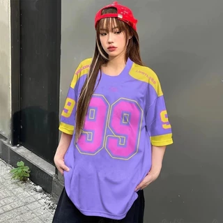 เสื้อยืดเบสบอลคนอ้วนไซส์ใหญ่สำหรับผู้หญิง oversize สกรีนลายเท่ สไตล์​เกาหลี เสื้อกีฬา ลําลองทรงหลวม preppy style 3XL