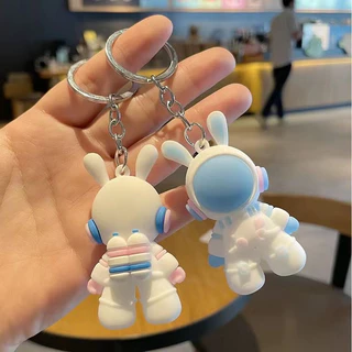 พวงกุญแจซิลิโคนนักบินอวกาศการ์ตูนน่ารัก3D พวงกุญแจอวกาศนักบินอวกาศมินิประณีตเครื่องประดับซิลิโคนตกแต่งกระเป๋ากระเป๋ารถเค
