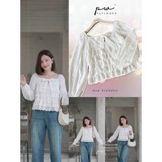 •PASSWORD• PW 6156 เสื้อแขนยาวผ้าคอตตอนมีลายในตัว ปลายแขนจั๊…