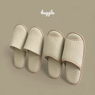 Earth Tone รองเท้าสลิปเปอร์เกรดโรงแรม หัวปิดและหัวเปิด รองเท้าใส่เดินในบ้าน ผ้าวาฟเฟิลทอบาง ฟองน้ำหนานุ่มพิเศษ