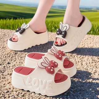 รองเท้าแตะผู้หญิงพื้นหนา 4 ซม. แฟชั่นฤดูร้อน แบบโบว์กระต่าย …
