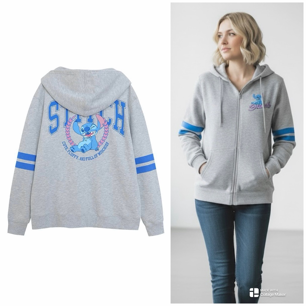 Stitch hoodie เสื้อฮู้ด สติช  งานแท้ 🧊DISNEY แท้ 💯% (TS666)) แนวเสื้อเบสบอล