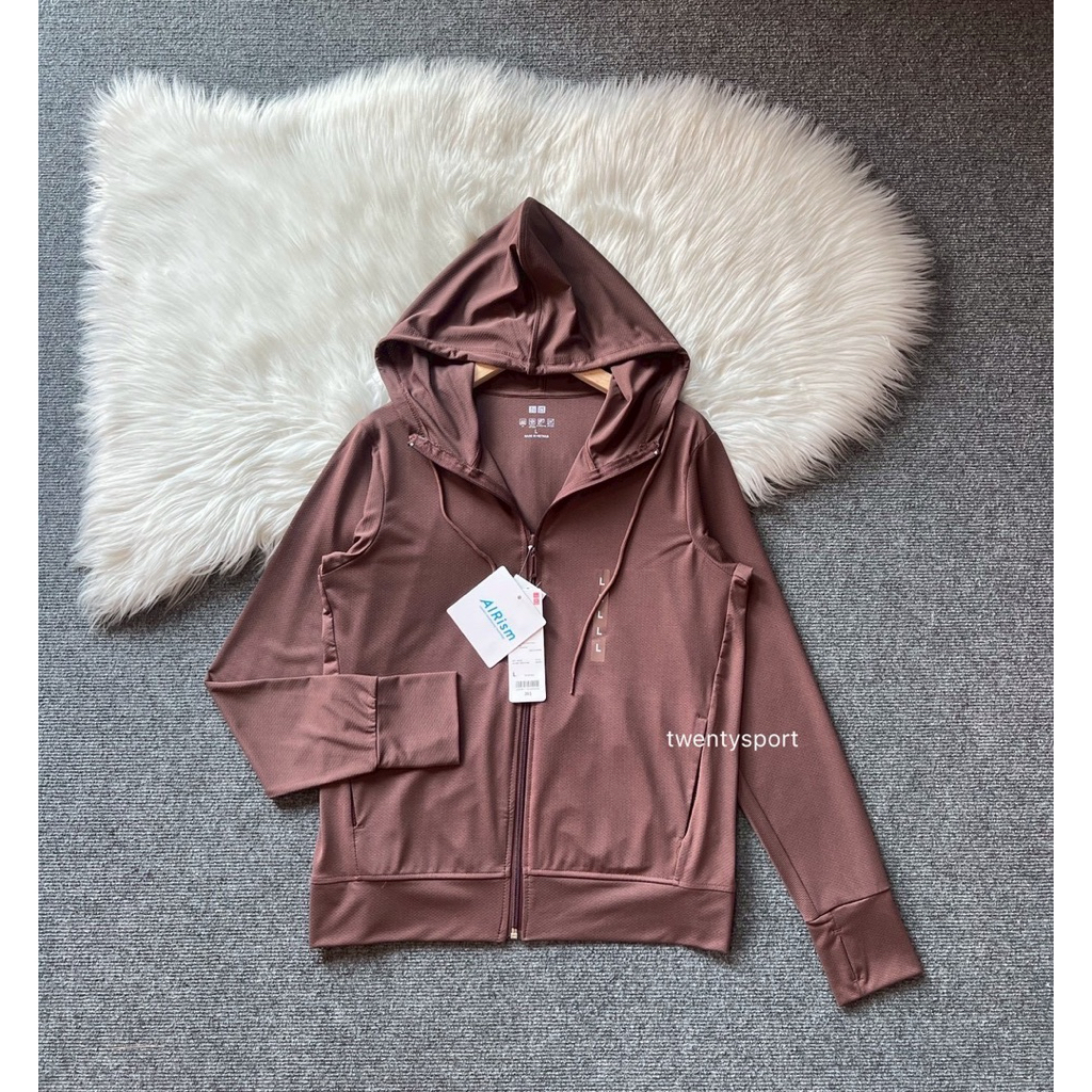 AIRism UV Protection เสื้อแขนยาวกันยูวี สีน้ำตาล (แนะนำ+1ไซส์)