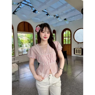 เสื้อแต่งลูกไม้ ผ้าโรซี่พิมพ์ลาย #FF81