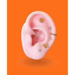 CZ Prong Titanium Flatback Earring (1ชิ้น)
