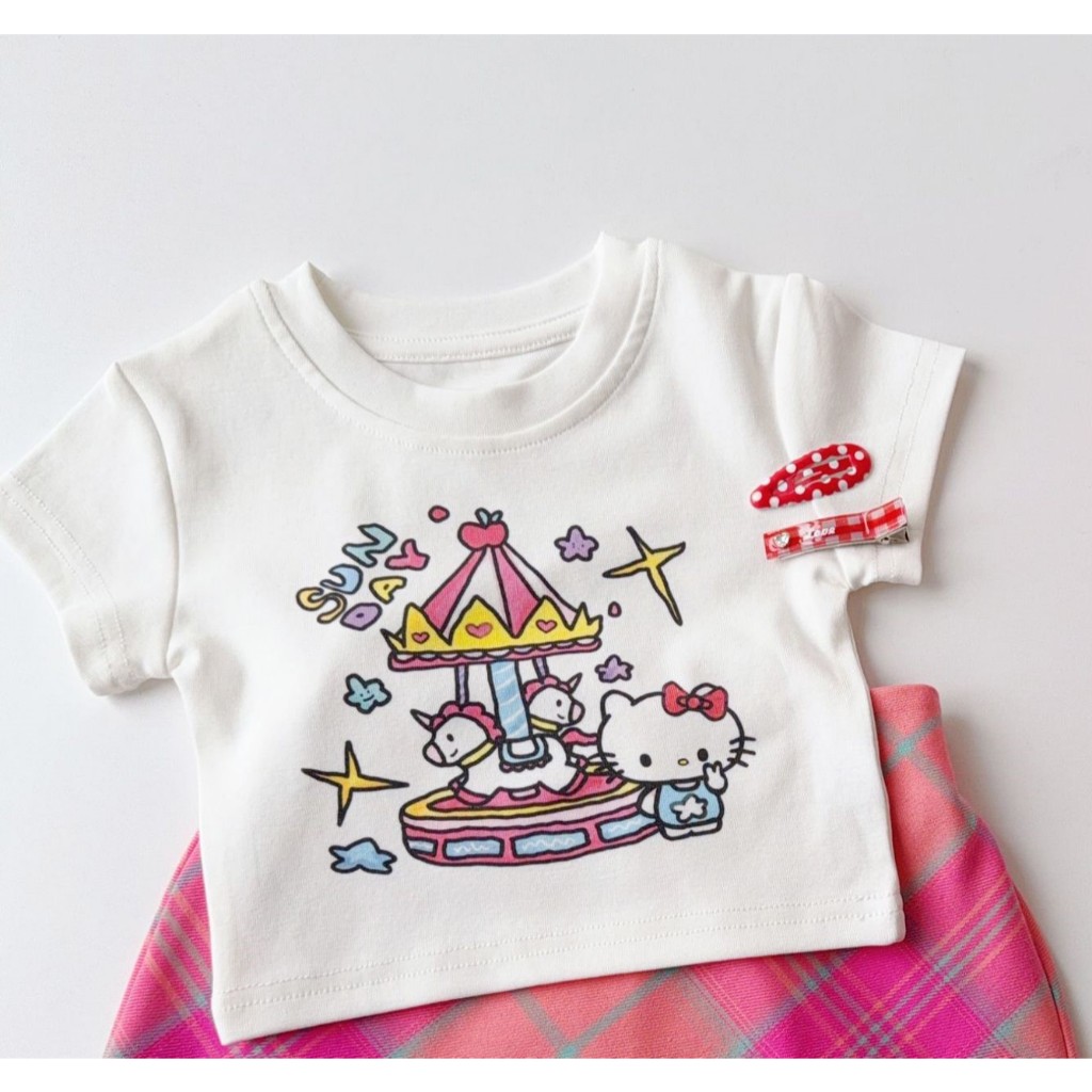 S46 เสื้อยืด เสื้อครอปแขนสั้นพิมพ์ลายน้องตี้