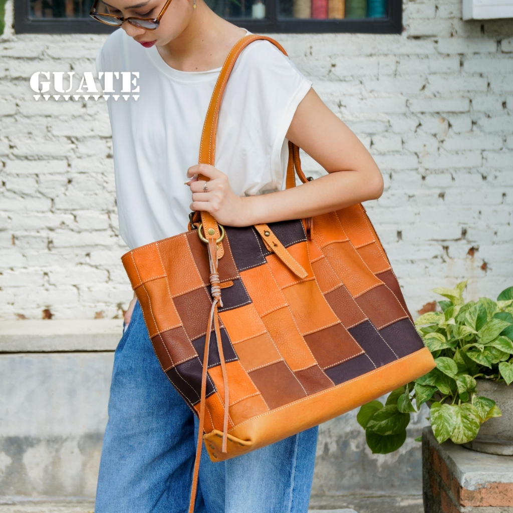Limited! GUATE - Stitch AD Special กระเป๋าหนังวัวแท้ งานPatchwork ดีไซน์เก๋ งานพรีเมียม มีเอกลักษณ์เฉพาะตัว มีเพียง4ใบ