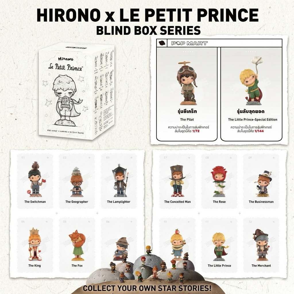 (ใช้Codeลดได้) พร้อมส่งด่วน🚀 ฟิคเกอร์Hironoเจ้าชายน้อย Hirono×Le Petit Prince Series Figures
