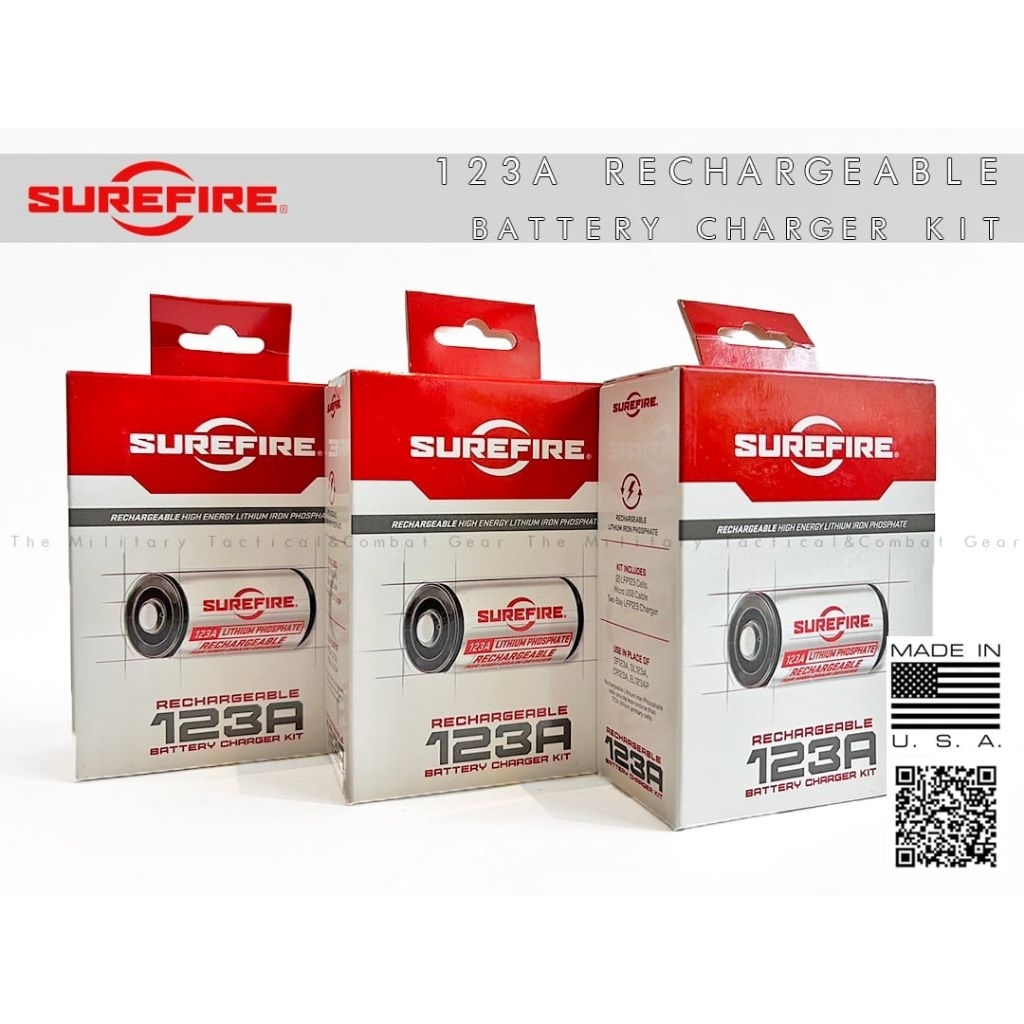 แท้! ชุดถ่านชาร์ต+แท่นชาร์ต SureFire USA🇺🇸 ถ่านไฟฉาย 123A CR123A ถ่านชาร์จ ชัวร์ไฟร์ Surefire Batter