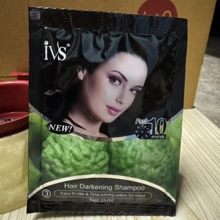 แชมพูย้อมผม IVS สีดำ สูตรมะกรูด แพค10ซอง แชมพูเปลี่ยนสีผมแบบซอง