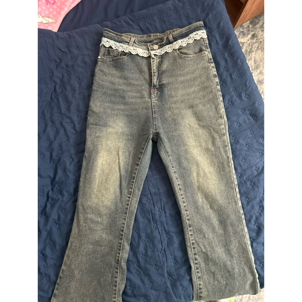 กางเกงยีนส์ Namcha แต่งระบายเกร๋ๆ L