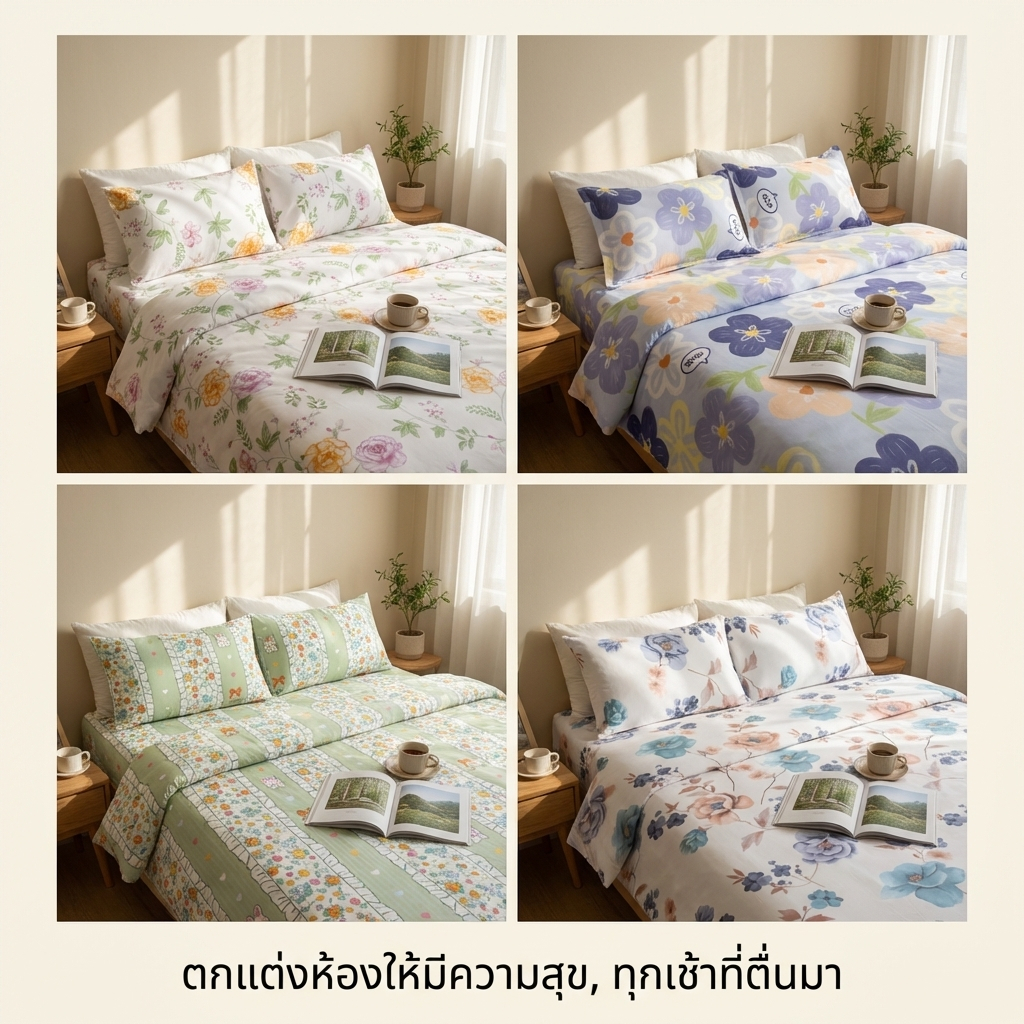 ผ้าปูที่นอน ลายใบไม้ | ﻿ ชุดผ้าปูที่นอน ลายธรรมชาติ โทนเขียว นุ่ม ไม่ร้อน ไม่อับ
