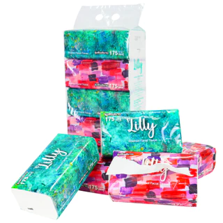 ยกลัง 10 หิ้ว 50 ห่อ กระดาษทิชชู่เช็ดหน้า Lilly Abstract 175 แผ่น หนา 2 ชั้น รุ่นเพิ่มปริมาณ