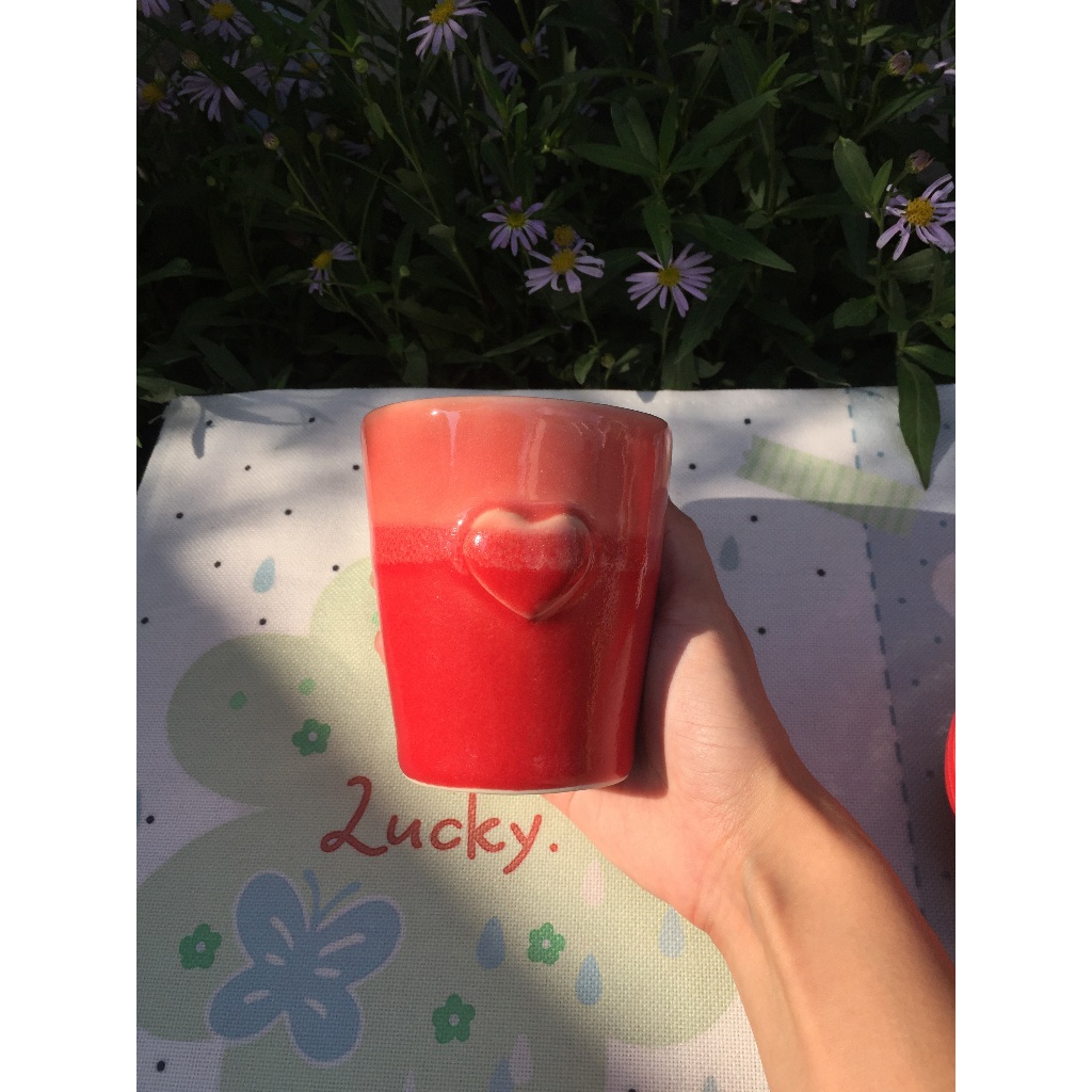 Pimmy’s Love Express - Cupid's Spell Cup แก้วเซรามิกหัวใจนูนสุดน่ารัก ประดับหัวใจ สำหรับมัทฉะ กาแฟ ชา หรือเครื่องดื่
