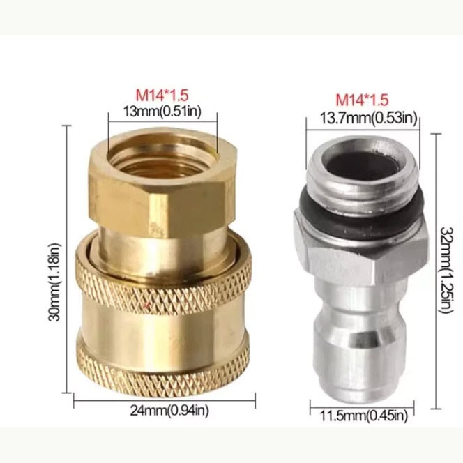 คอปเปอร์ทองเหลือง G1/4 และ M14 ข้อต่อหัวฉีดน้ำแรงดันสูง พร้อมส่งจากไทย