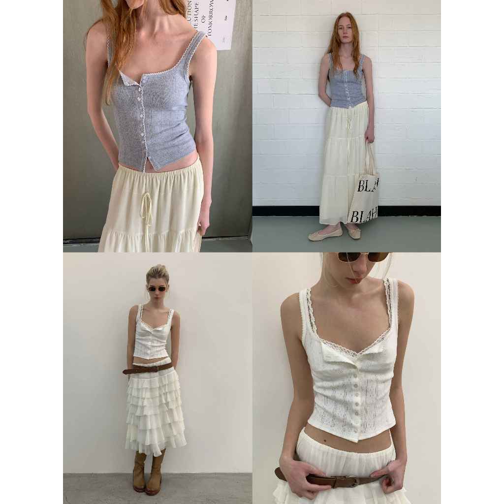 INBYIN - เสื้อกล้ามกระดุมหน้า PIONTELLE BUTTON CAMI - D8084