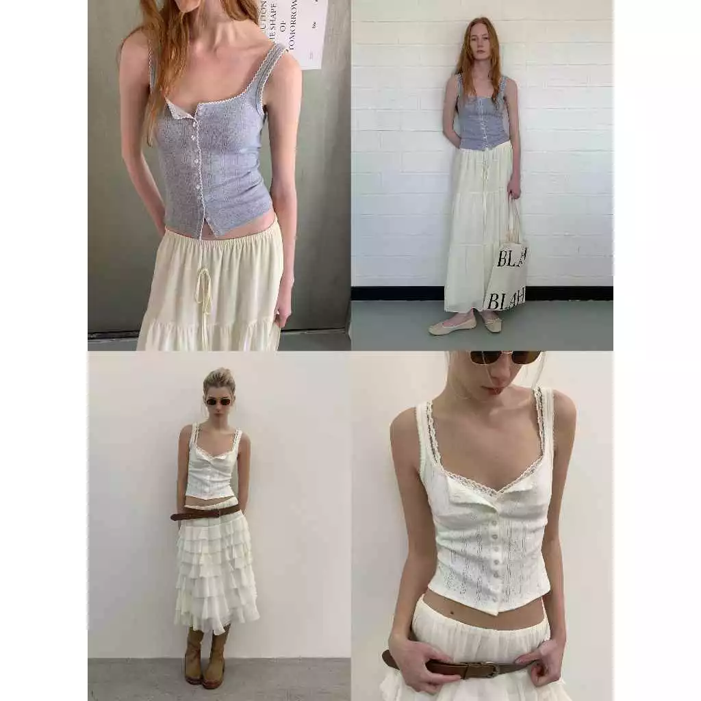 INBYIN - เสื้อกล้ามกระดุมหน้า PIONTELLE BUTTON CAMI - D8084