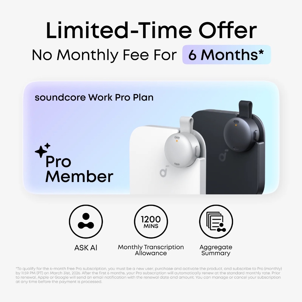 Soundcore Work AI เครื่องบันทึกเสียง สรุปการประชุม แชร์เสียงได้ทันที พร้อมสรุปด้วย Ai