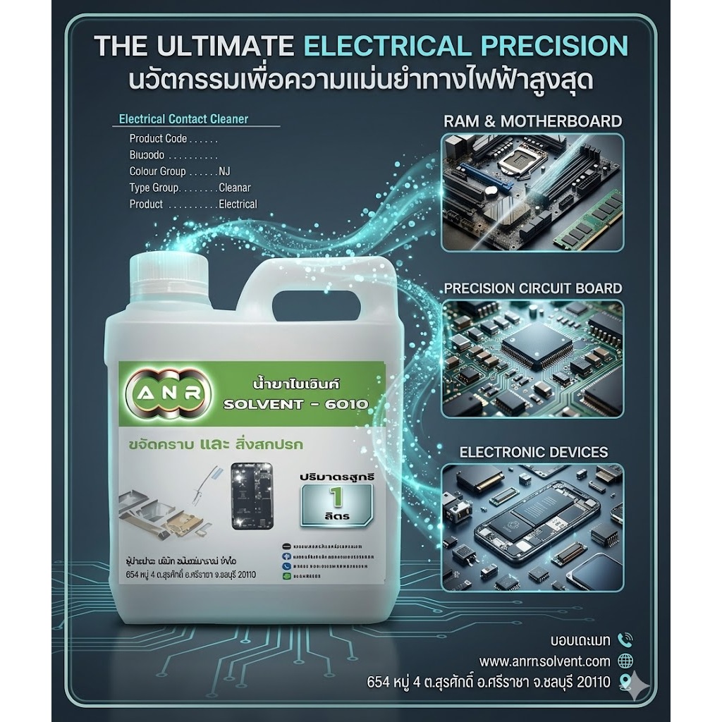 1031/1L. น้ำยาล้างบอร์ด 6010 ล้างแผงวงจร 6010  อิเล็กทรอนิกส์  Solvent 6010 1,000 ml.