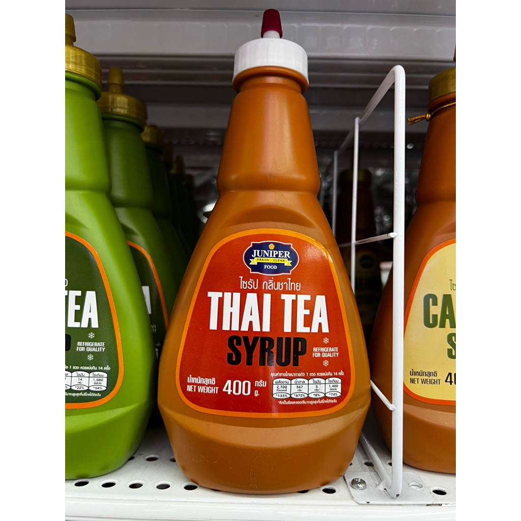 ไซรัปชาเไทย Juniper Thai Tea Syrup ขนาด 400 กรัม หอมชาเข้มข้น ชงเครื่องดื่ม ขนม ชาไทยนม สมูตตี้ มิลค