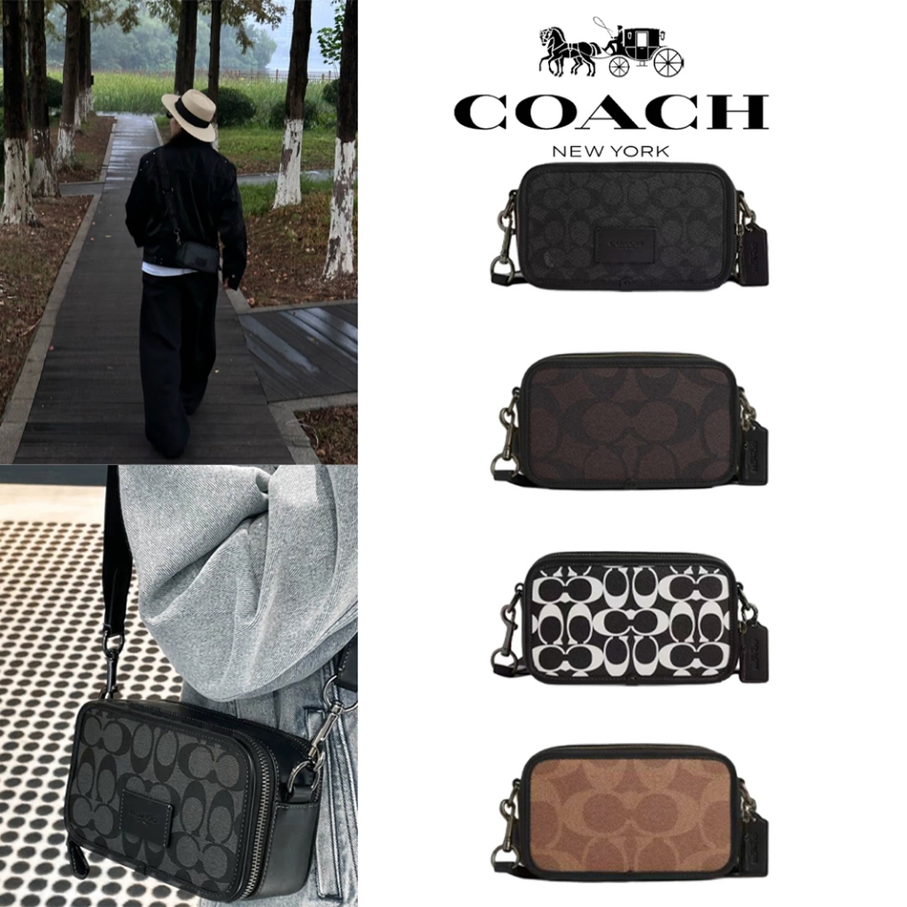 ของแท้ 100% COACH Wyatt 20 กระเป๋าสะพายข้างผู้ชาย ลายพิมพ์ ซิปคุณภาพดี ขนาดเล็ก จุของจำเป็น