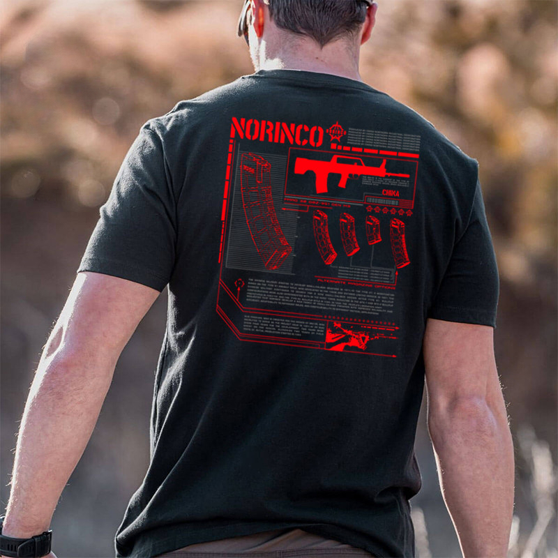 เสื้อยืดแขนสั้น พิมพ์ลาย Norinco QBZ-95 Rifle สไตล์มืดสตรีท แฟชั่นฤดูร้อน
