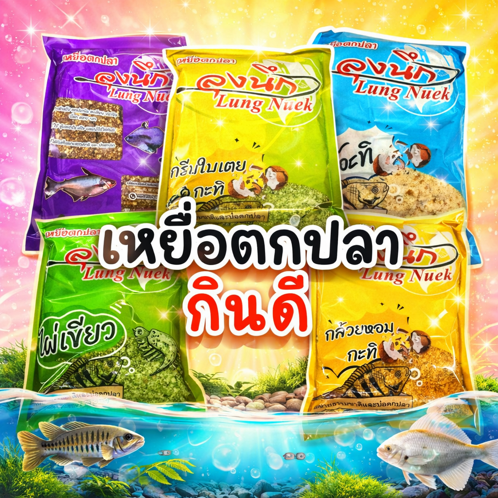 เหยื่อตกปลาลุงนึก สูตรขนมปังหอมพิเศษ หลายกลิ่นโดนใจปลา