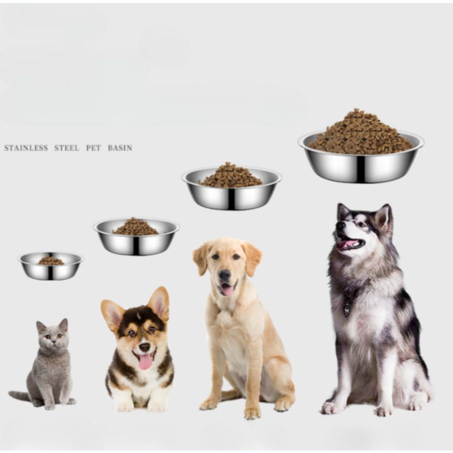 AL-4200 ชามสแตนเลส stainless steel bowl ปลอดภัยไร้สาร หลายขนาด เหมาะกับสัตว์เลี้ยง พร้อมส่ง 🐶